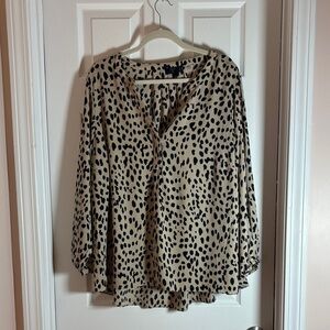 Tahari Leopard Print Blouse in Beige and Black